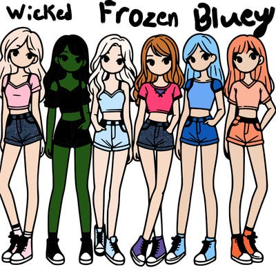 a group of girls wearing crop tops and shorts