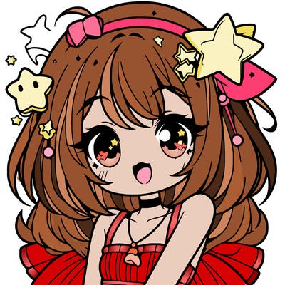 cute anime girl with star accessories