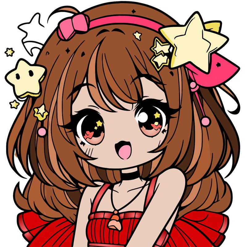 cute anime girl with star accessories