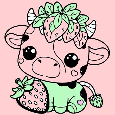 cute strawberry cow