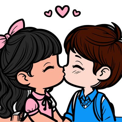 boy and girl kissing