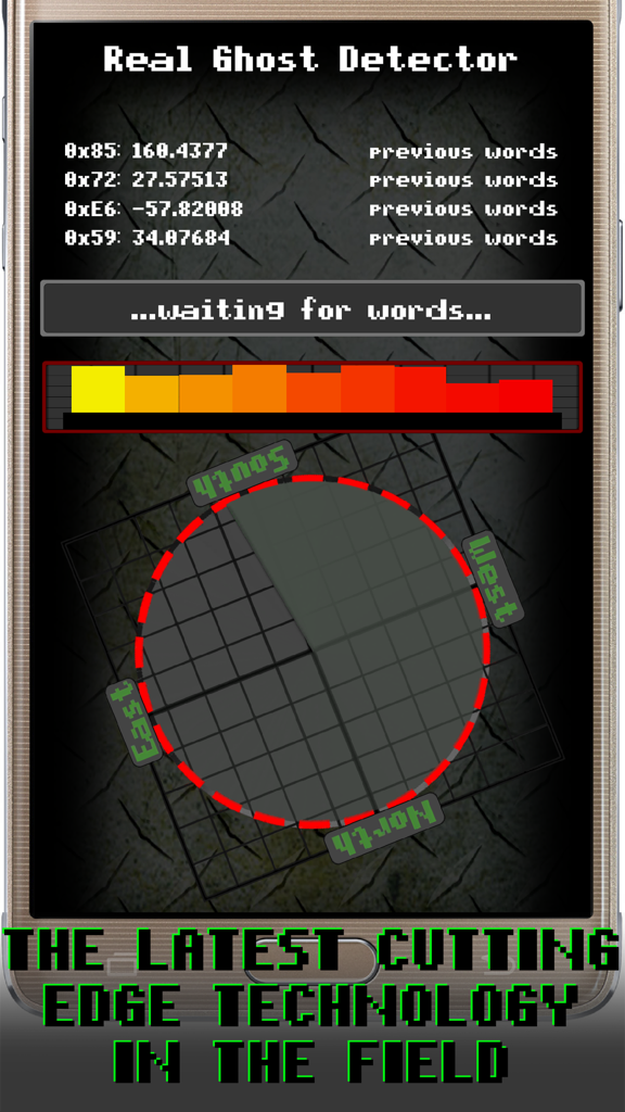 Real Ghost Detector - Interfaccia dell'app Rilevatore di Fantasmi Reale che mostra radar e potenza del segnale