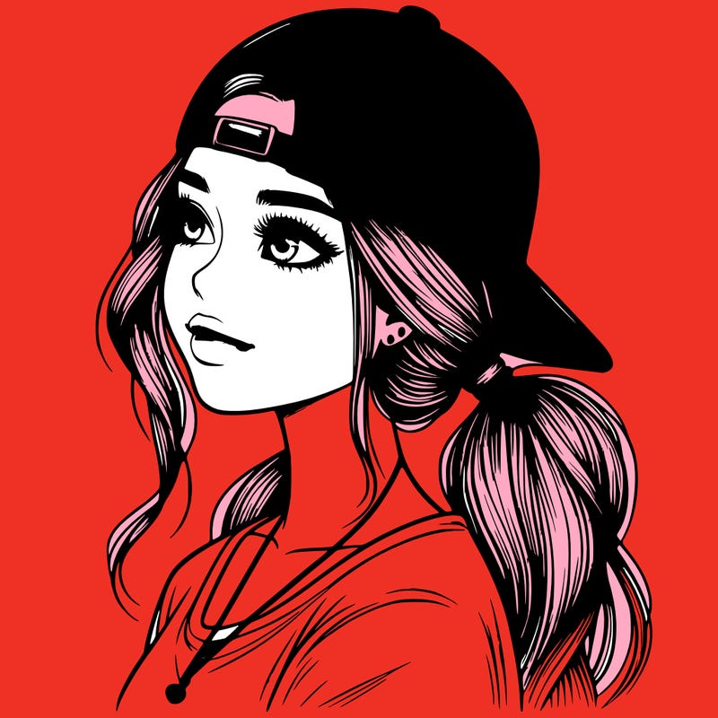 realistic girl with a backwards hat