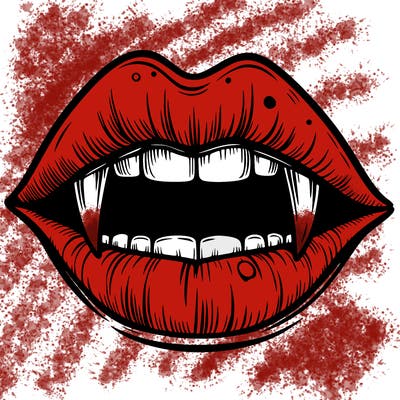 lips with vampire teeth