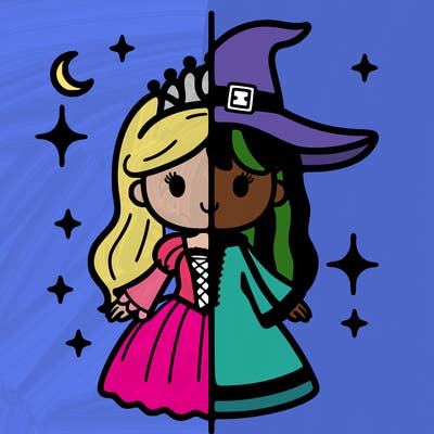 split princess and witch