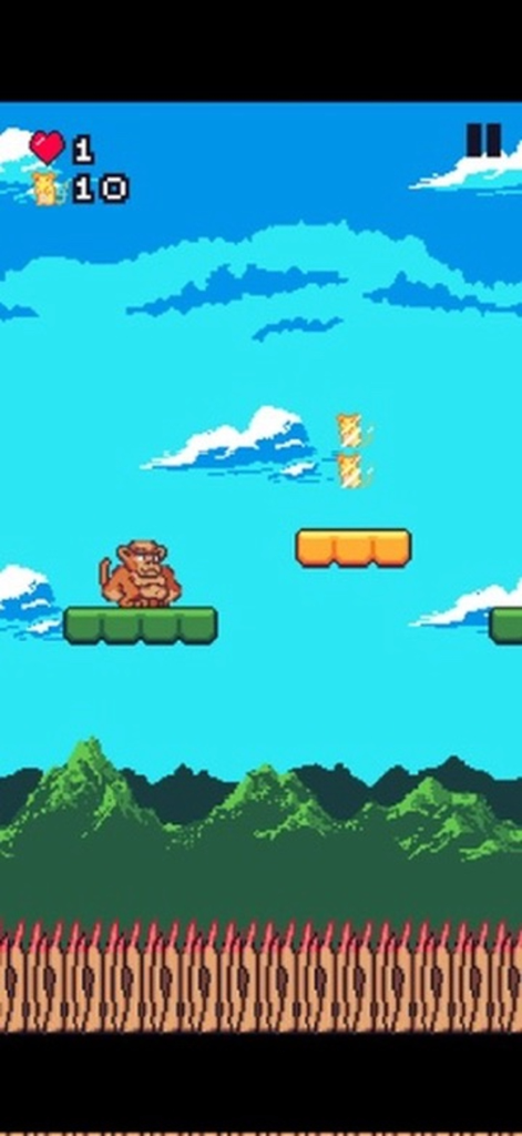 Macaco Jumper - Pixel art monkey character standing on a platform in Macaco Jumper gameplay
