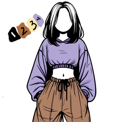 realistic girl faceless with baggy pants and a crop top