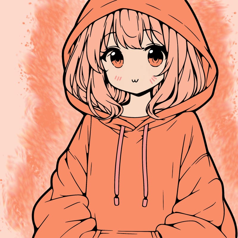 anime girl wearing an oversized hoodie