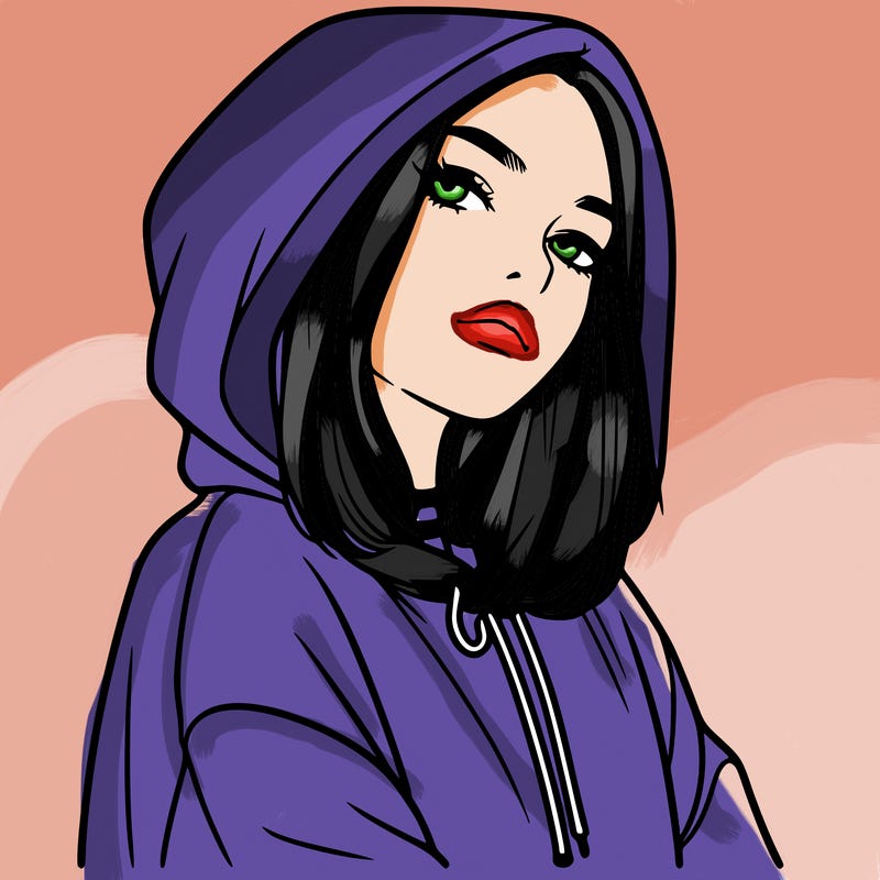 a realistic girl in a hoodie