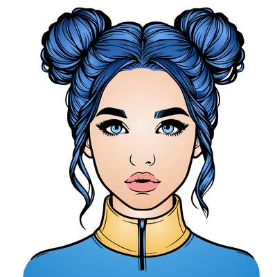 realistic woman that has space buns