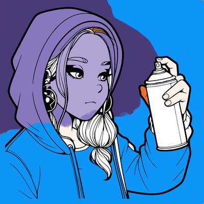 a realistic girl, spray painting