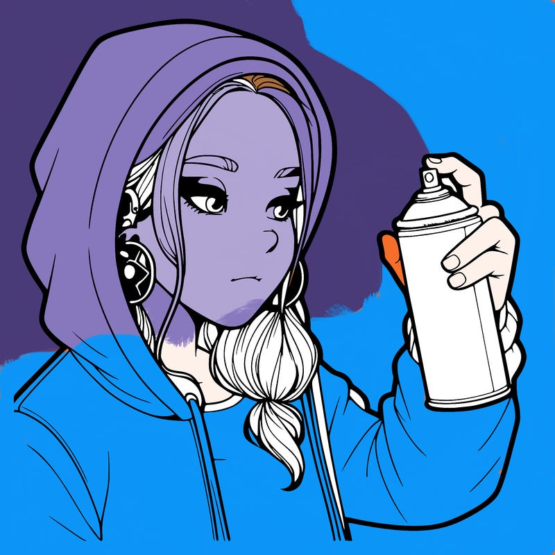 a realistic girl, spray painting