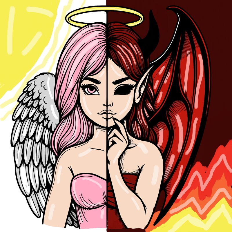 realistic angel half demon