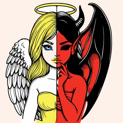 realistic angel half demon