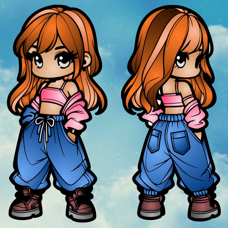 girl in crop top and baggy pants