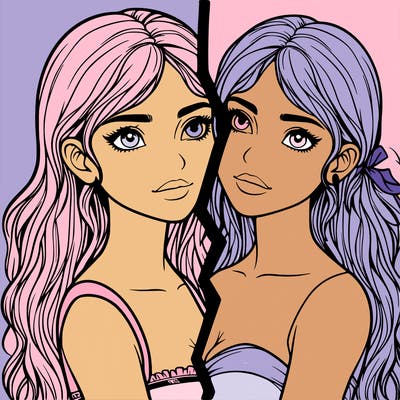 split realistic girl