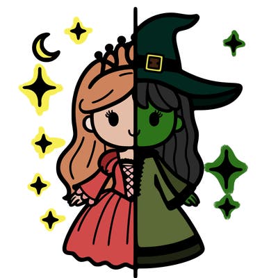 split princess and witch