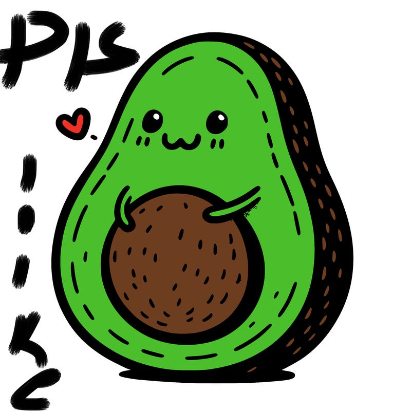 an avocado hugging an avocado