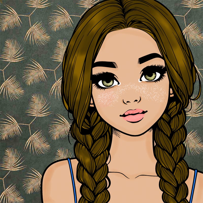 realistic girl with braids