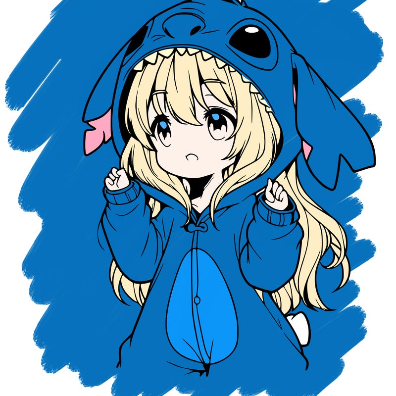 anime girl in a stitch onsie