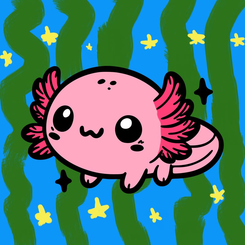 cute easy baby axolotl