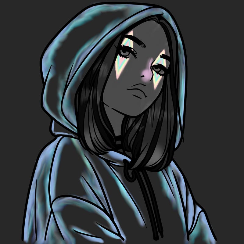 a realistic girl in a hoodie