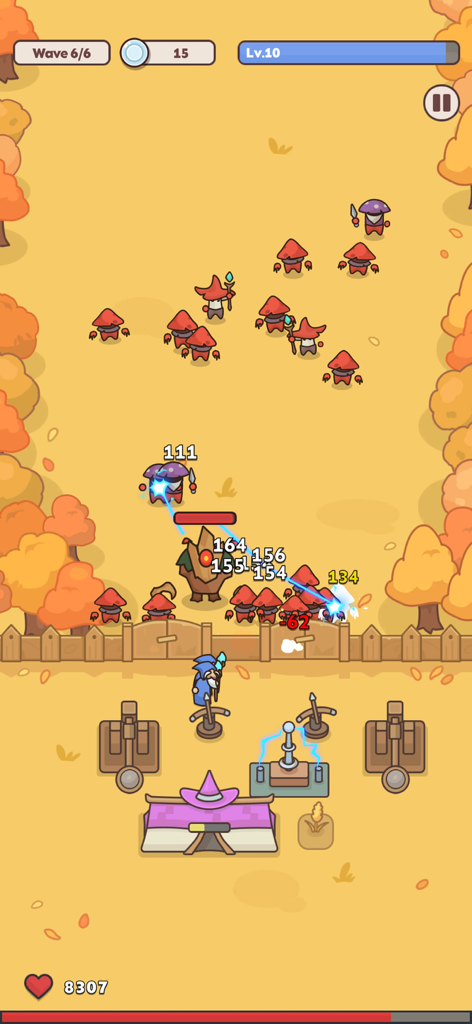 Tactical gameplay of Fort Guardian showing cannons and a mage defending a fort against waves of enemies