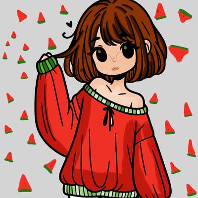 girl in baggy sweater hanging off her shoulder