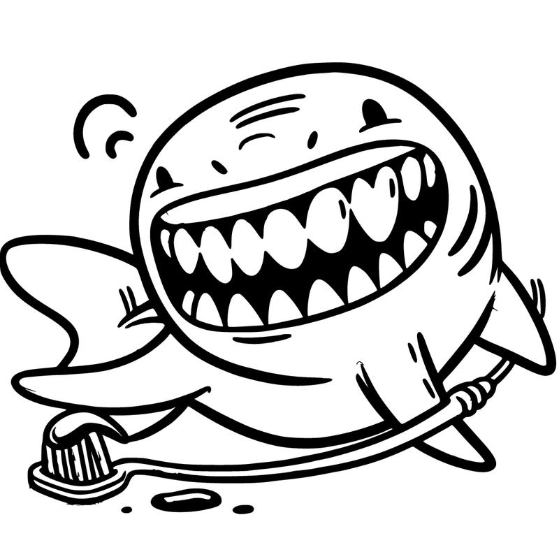 a shark flossing its teeth
