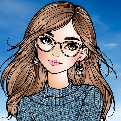 realistic girl with glasses