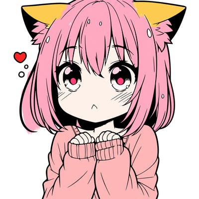 shy anime catgirl