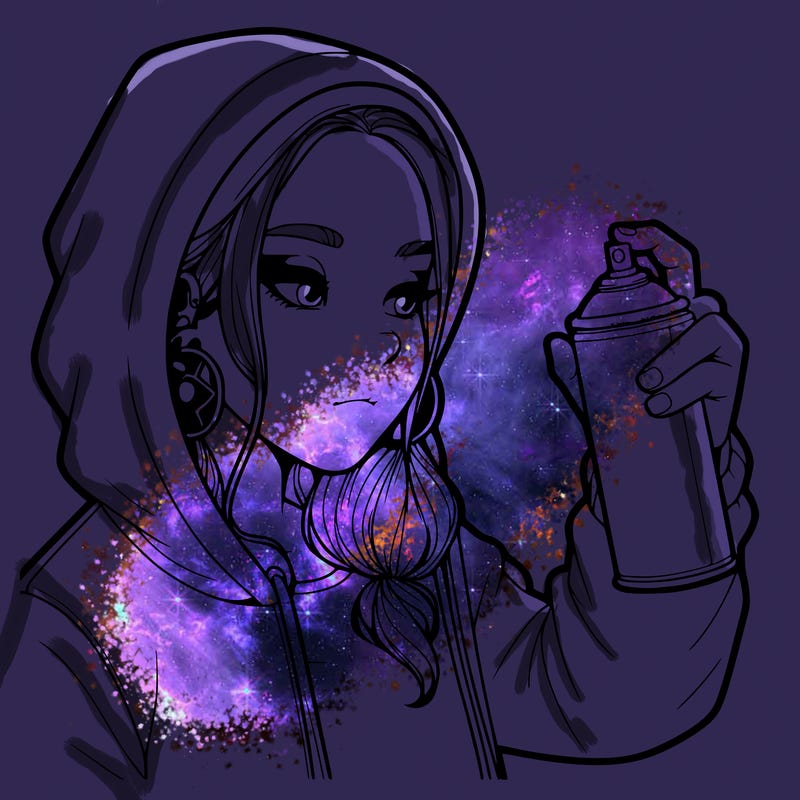 a realistic girl, spray painting