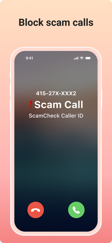 Trend Micro ScamCheck app interface identifying an incoming scam call on an iPhone