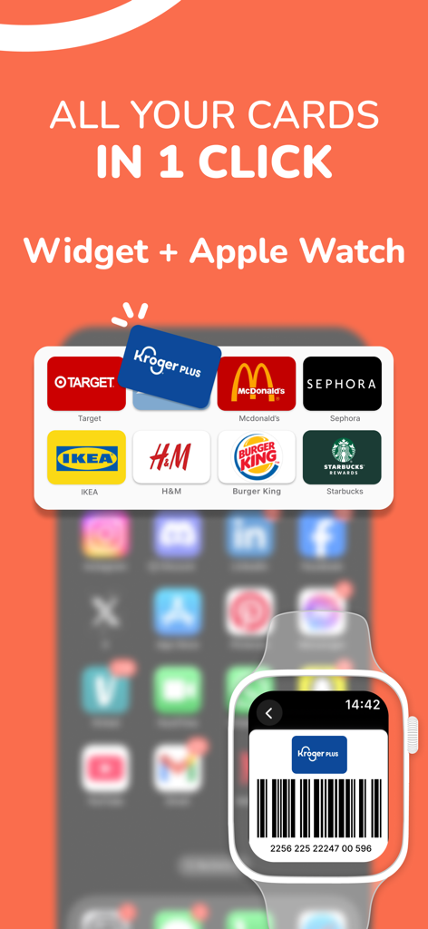 Fidme: Loyalty Cards, Cashback - Fidme app showing a loyalty card widget on iPhone and a digital membership barcode on Apple Watch