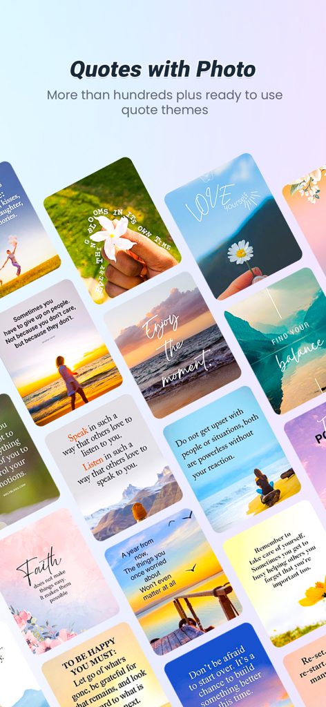 Quotes with name and photo - Una varietà di modelli di citazioni d'ispirazione pronti all'uso con foto panoramiche