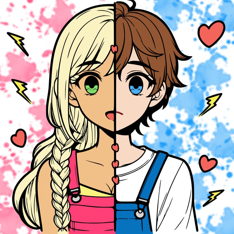 realistic girl boy split