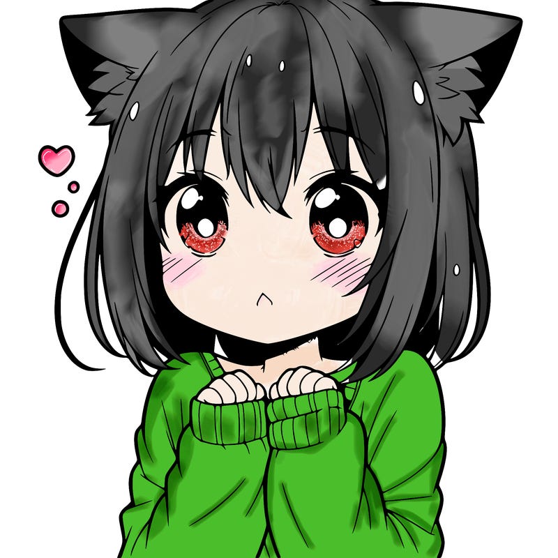shy anime catgirl