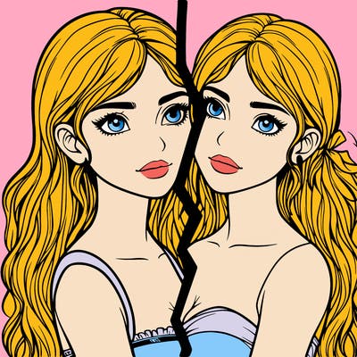 split realistic girl