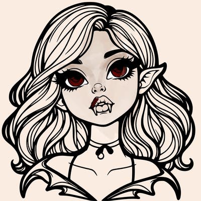 vampire cute realistic girl with lips