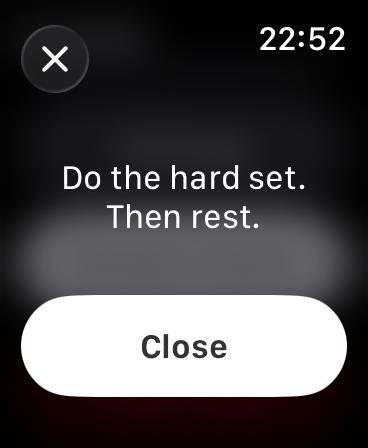 Minimalist motivational screen on the HardSet Apple Watch app