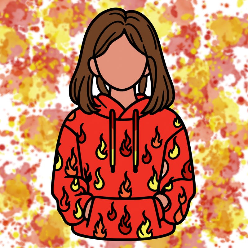 woman with fire hoodie