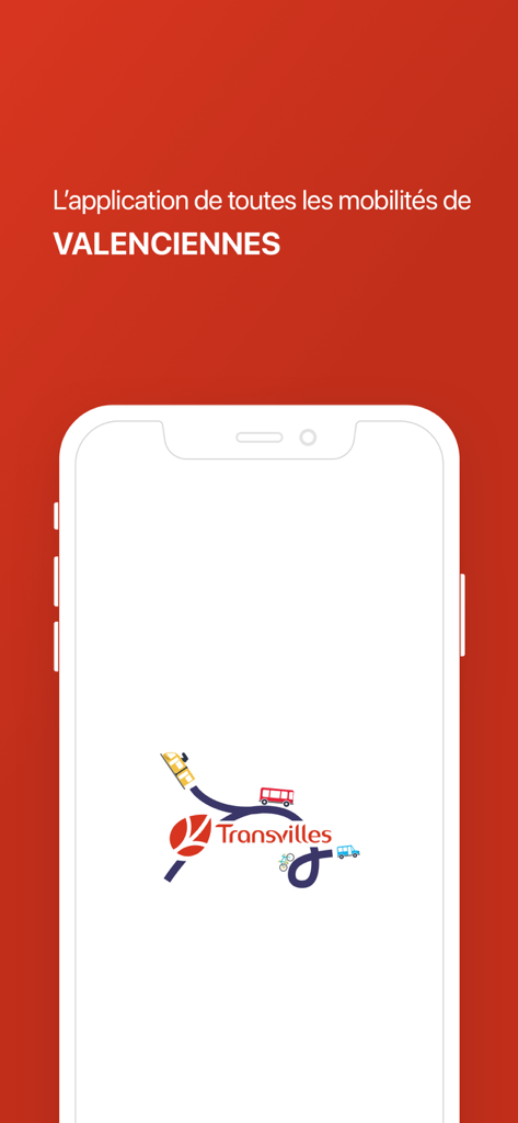 Transvilles-Valenciennes - Écran de démarrage de l'application de transport Transvilles Valenciennes montrant le logo de la mobilité sur un iPhone
