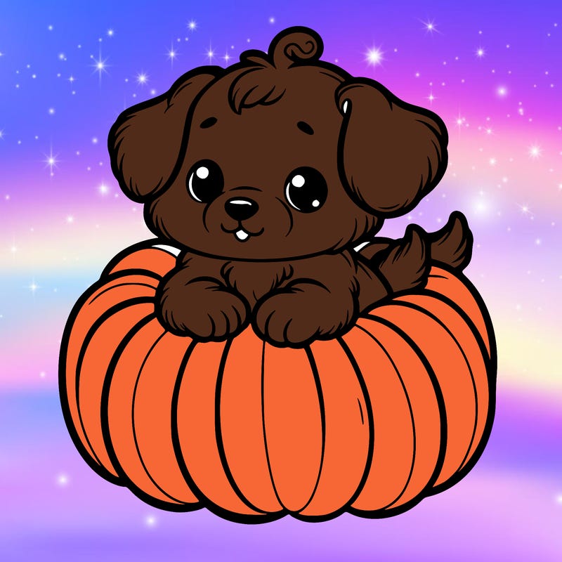 cute little puppy in a pumpkin