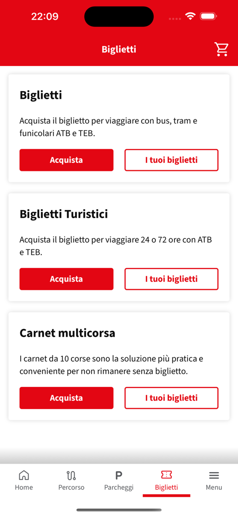 ATB Mobile - Interface for purchasing bus and funicular tickets in the ATB Mobile app