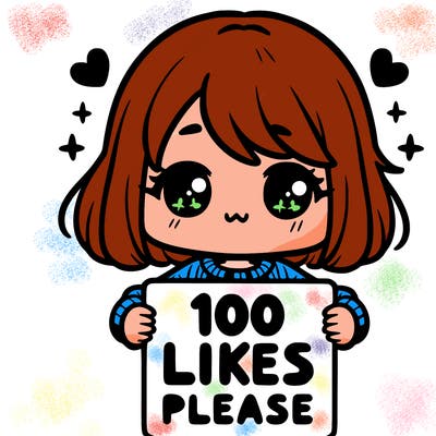 cute girl holding a sign saying 100 likes please