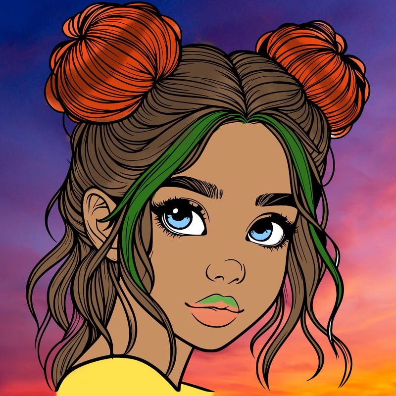 realistic girl with hair buns on her head