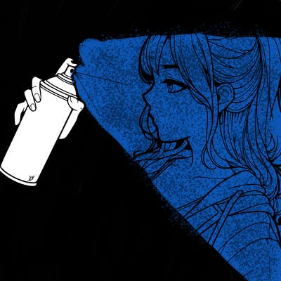 a realistic girl spray, painting