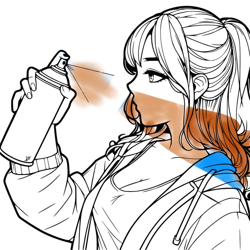 a realistic girl spray, painting