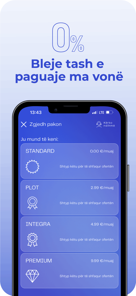 IBAS mobile app screen showing monthly subscription plans starting from zero euros