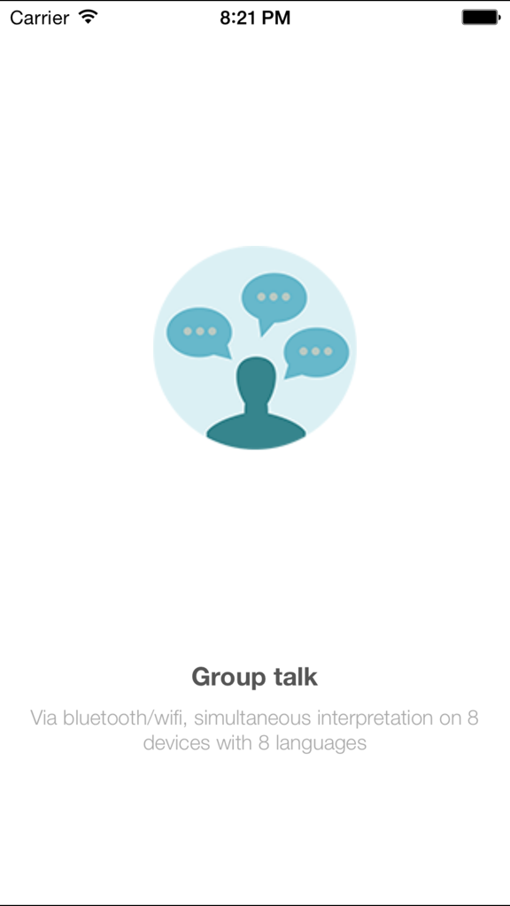 Travel translator - Speech translation - Group talk feature of the travel translator app for simultaneous interpretation on eight devices